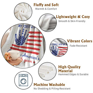 My First 4th of July Celebrate Semiquincentennial Cute Throw Blanket Born in America's 250th Year Patriotic Milestone Celebration