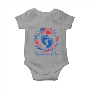 My First 4th of July Patriotic Cute Baby Footprints Baby Onesie American Flag Wreath America Holiday Milestone
