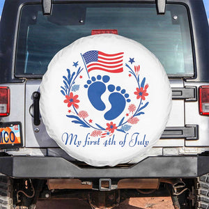 My First 4th of July Patriotic Cute Baby Footprints Spare Tire Cover American Flag Wreath America Holiday Milestone