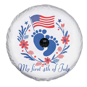 My First 4th of July Patriotic Cute Baby Footprints Spare Tire Cover American Flag Wreath America Holiday Milestone