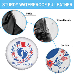 My First 4th of July Patriotic Cute Baby Footprints Spare Tire Cover American Flag Wreath America Holiday Milestone