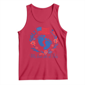 My First 4th of July Patriotic Cute Baby Footprints Tank Top American Flag Wreath America Holiday Milestone