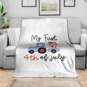 My First 4th of July Patriotic Tractor Cute Throw Blanket American Flag Infant Independence Holiday Milestone