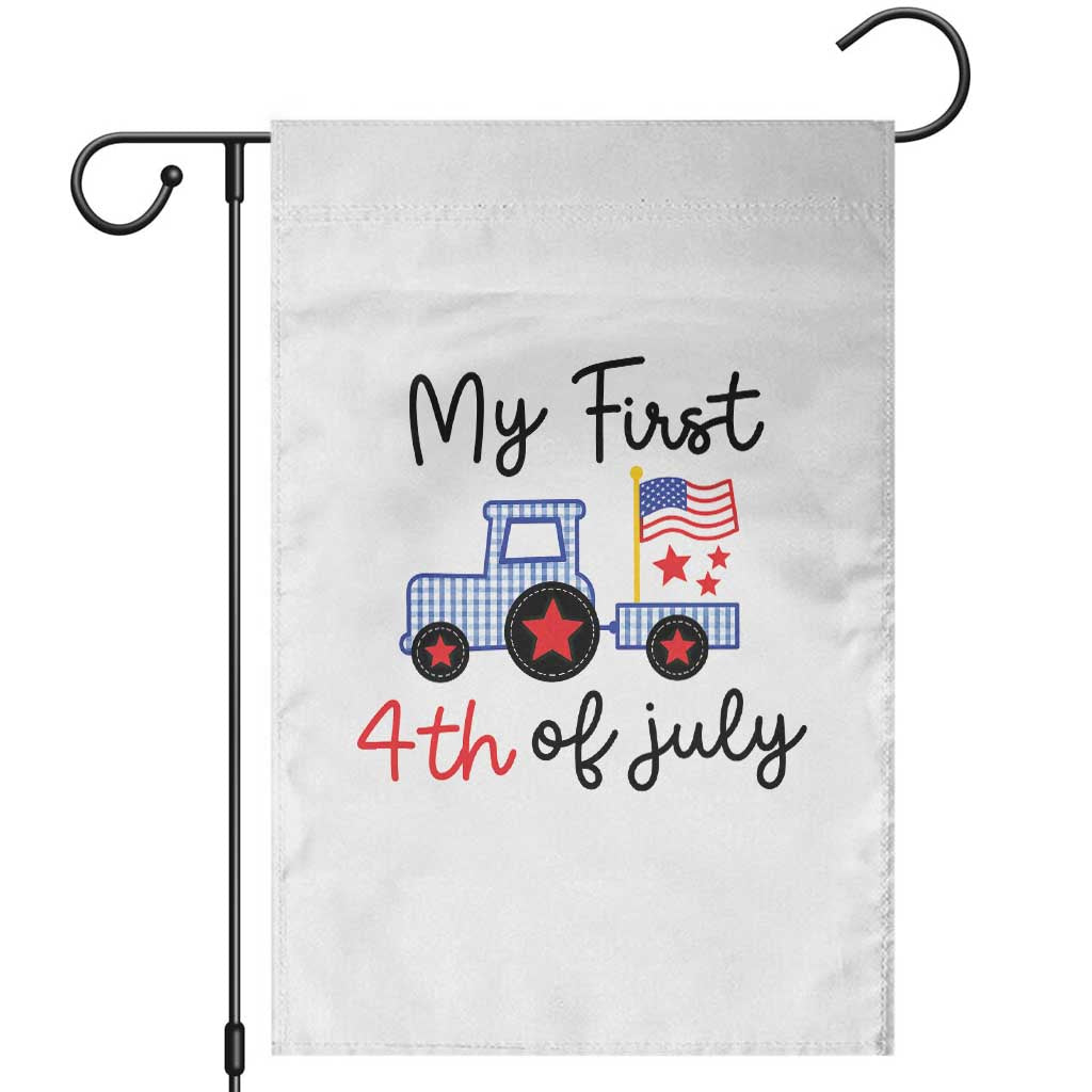 My First 4th of July Patriotic Tractor Cute Garden Flag American Flag Infant Independence Holiday Milestone TS02 White Print Your Wear