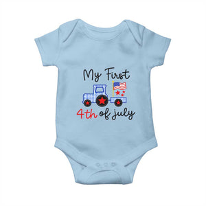 My First 4th of July Patriotic Tractor Cute Baby Onesie American Flag Infant Independence Holiday Milestone