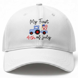 My First 4th of July Patriotic Tractor Cute Baseball Cap American Flag Infant Independence Holiday Milestone