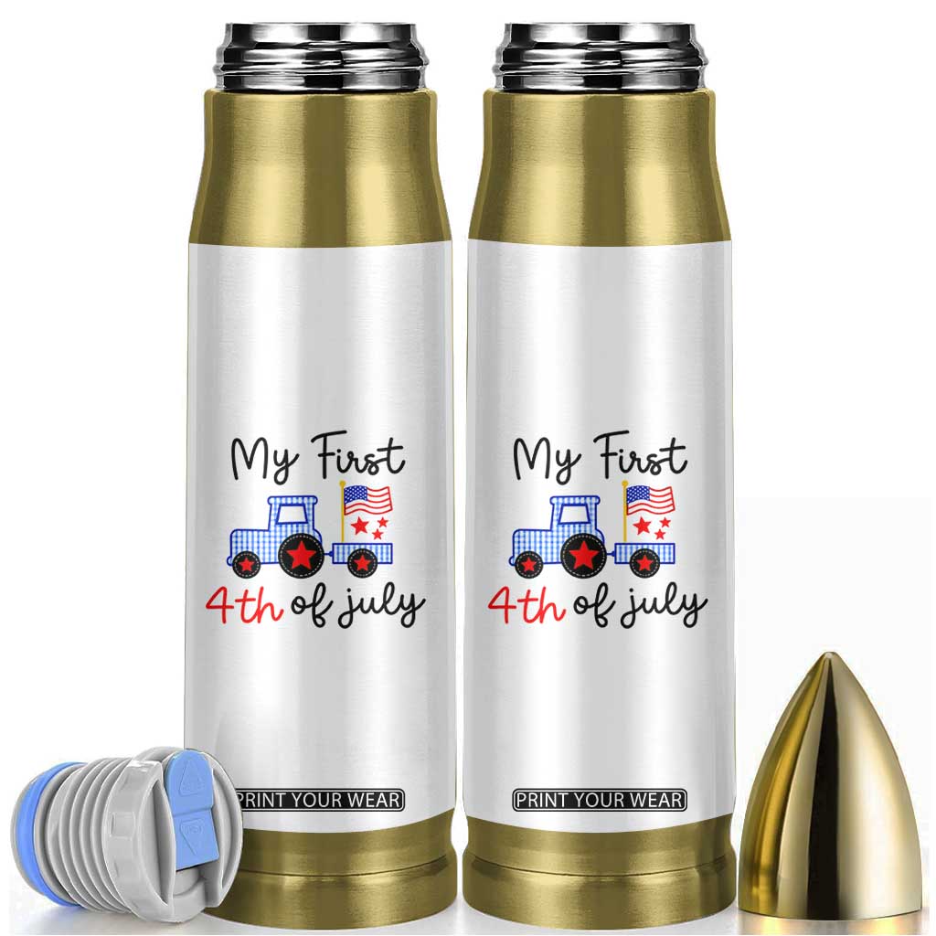 My First 4th of July Patriotic Tractor Cute Bullet Tumbler American Flag Infant Independence Holiday Milestone