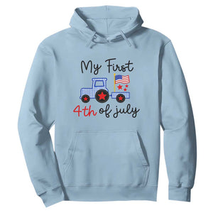 My First 4th of July Patriotic Tractor Cute Hoodie American Flag Infant Independence Holiday Milestone