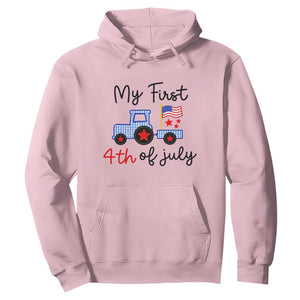 My First 4th of July Patriotic Tractor Cute Hoodie American Flag Infant Independence Holiday Milestone