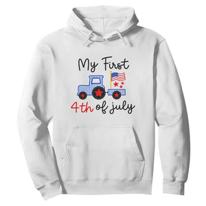 My First 4th of July Patriotic Tractor Cute Hoodie American Flag Infant Independence Holiday Milestone