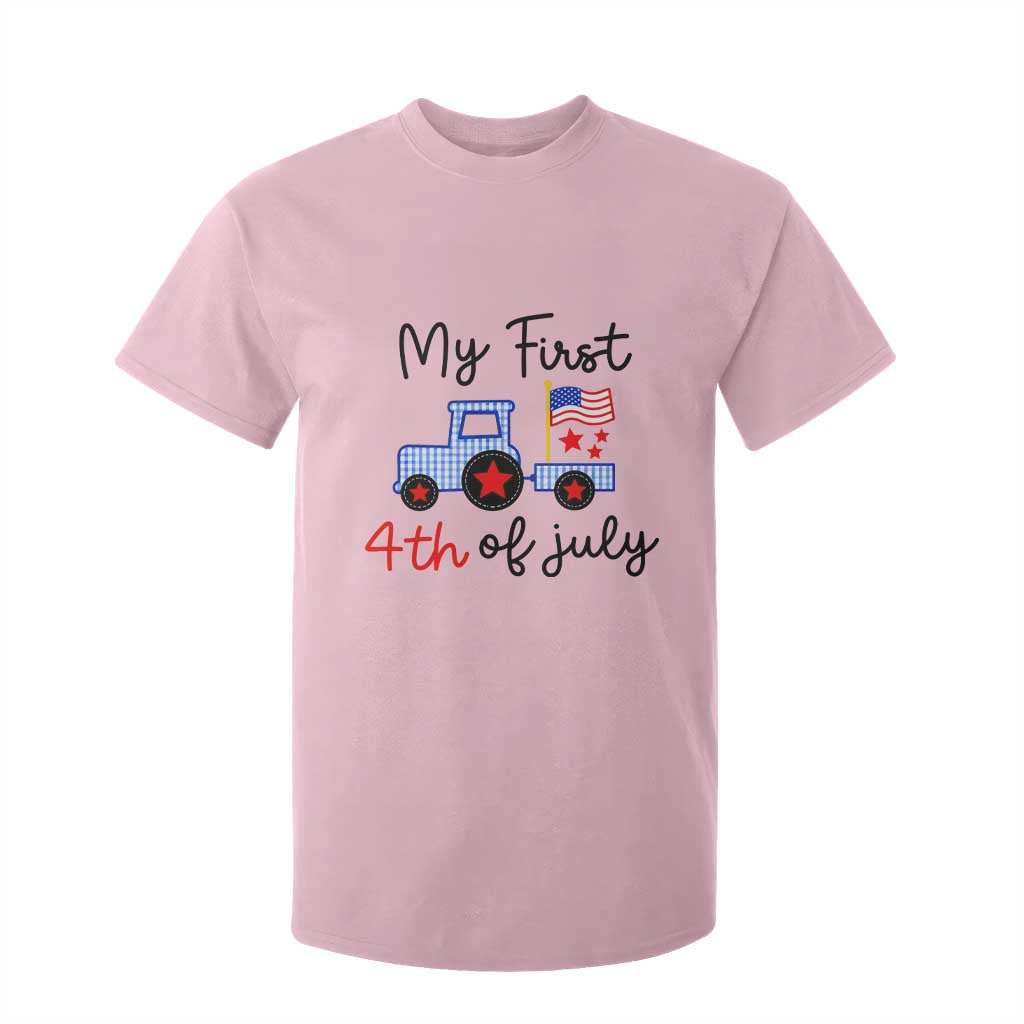 My First 4th of July Patriotic Tractor Cute T Shirt For Kid American Flag Infant Independence Holiday Milestone