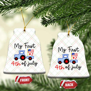 My First 4th of July Patriotic Tractor Cute Ceramic Ornament American Flag Infant Independence Holiday Milestone