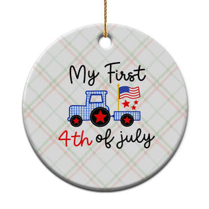 My First 4th of July Patriotic Tractor Cute Ceramic Ornament American Flag Infant Independence Holiday Milestone