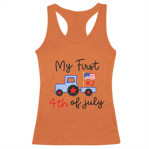 My First 4th of July Patriotic Tractor Cute Racerback Tank Top American Flag Infant Independence Holiday Milestone