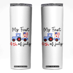 My First 4th of July Patriotic Tractor Cute Skinny Tumbler American Flag Infant Independence Holiday Milestone