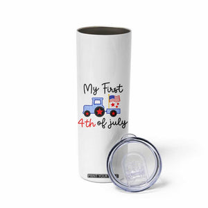 My First 4th of July Patriotic Tractor Cute Skinny Tumbler American Flag Infant Independence Holiday Milestone