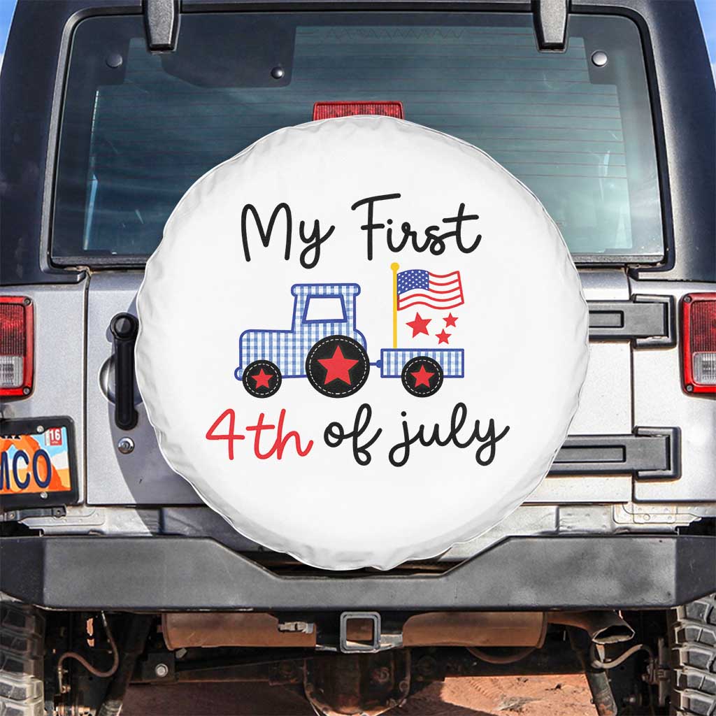 My First 4th of July Patriotic Tractor Cute Spare Tire Cover American Flag Infant Independence Holiday Milestone