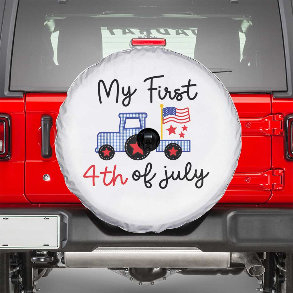 My First 4th of July Patriotic Tractor Cute Spare Tire Cover American Flag Infant Independence Holiday Milestone