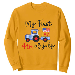 My First 4th of July Patriotic Tractor Cute Sweatshirt American Flag Infant Independence Holiday Milestone
