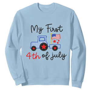 My First 4th of July Patriotic Tractor Cute Sweatshirt American Flag Infant Independence Holiday Milestone