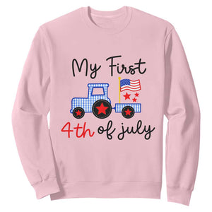 My First 4th of July Patriotic Tractor Cute Sweatshirt American Flag Infant Independence Holiday Milestone