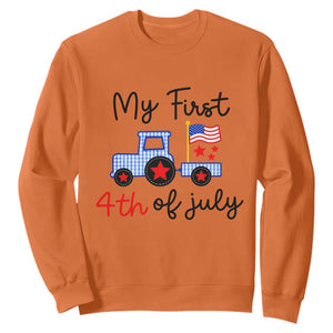 My First 4th of July Patriotic Tractor Cute Sweatshirt American Flag Infant Independence Holiday Milestone