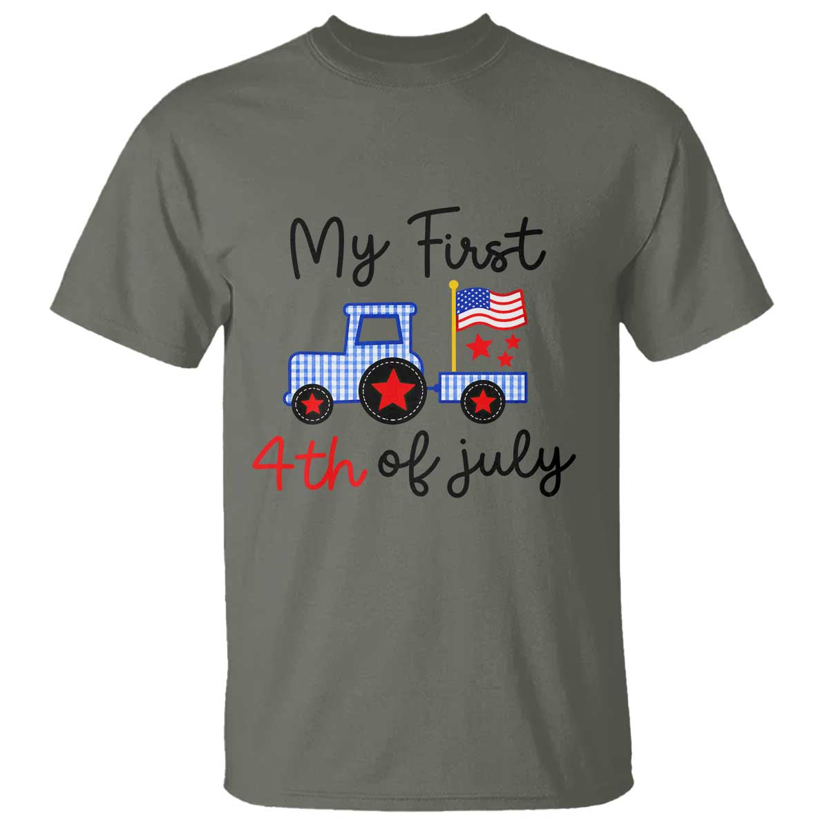 My First 4th of July Patriotic Tractor Cute T Shirt American Flag Infant Independence Holiday Milestone