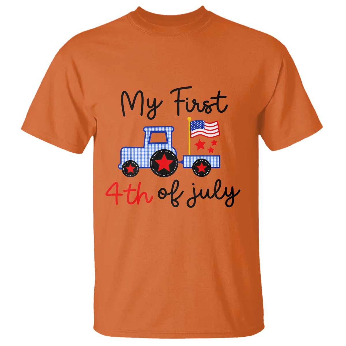 My First 4th of July Patriotic Tractor Cute T Shirt American Flag Infant Independence Holiday Milestone