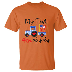 My First 4th of July Patriotic Tractor Cute T Shirt American Flag Infant Independence Holiday Milestone