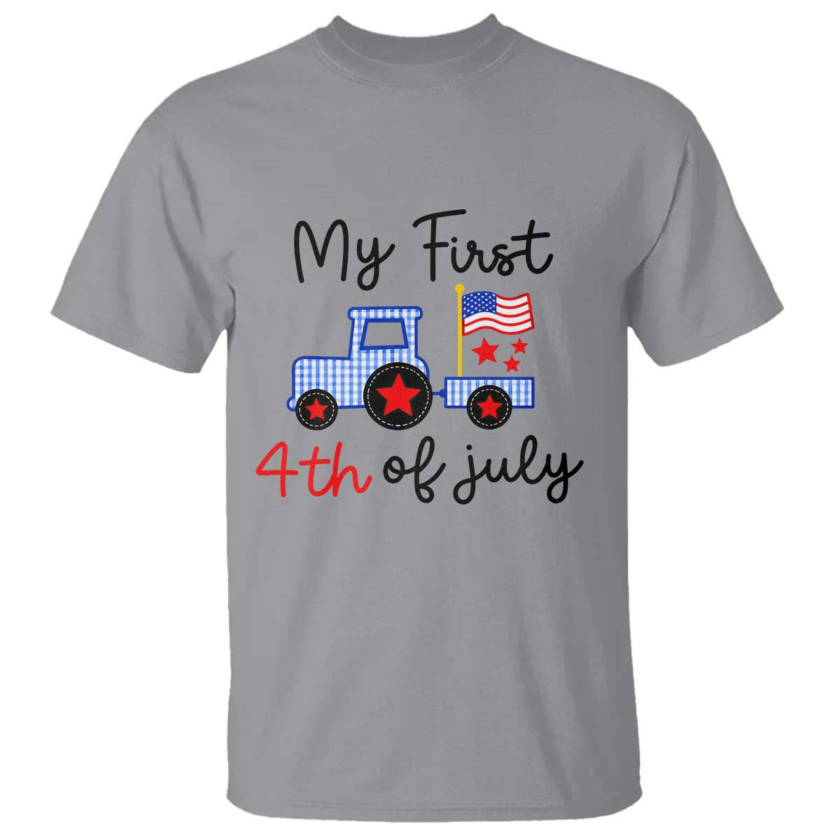 My First 4th of July Patriotic Tractor Cute T Shirt American Flag Infant Independence Holiday Milestone
