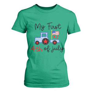 My First 4th of July Patriotic Tractor Cute T Shirt For Women American Flag Infant Independence Holiday Milestone