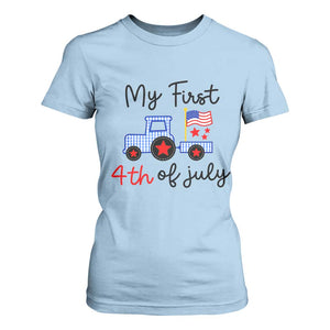 My First 4th of July Patriotic Tractor Cute T Shirt For Women American Flag Infant Independence Holiday Milestone