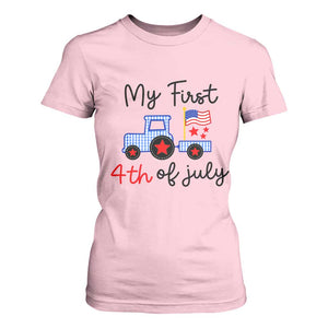 My First 4th of July Patriotic Tractor Cute T Shirt For Women American Flag Infant Independence Holiday Milestone