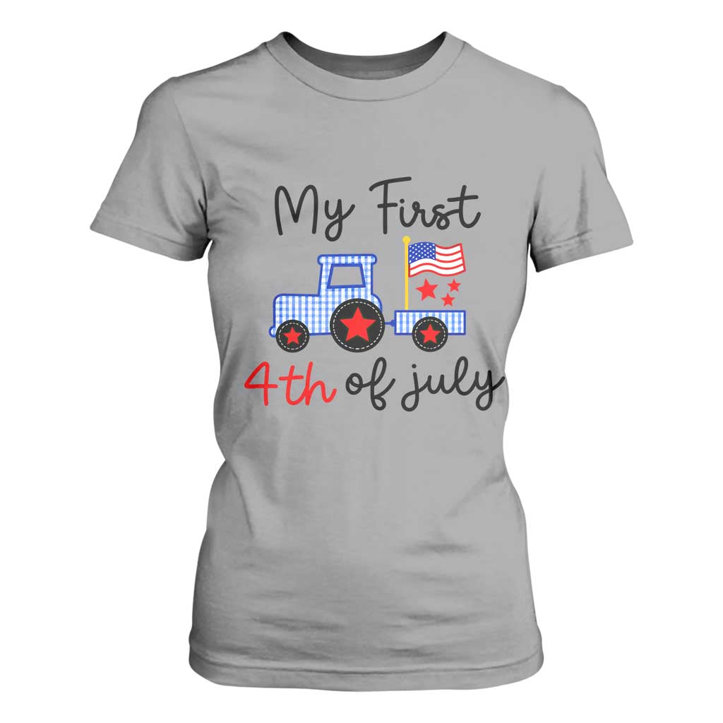 My First 4th of July Patriotic Tractor Cute T Shirt For Women American Flag Infant Independence Holiday Milestone