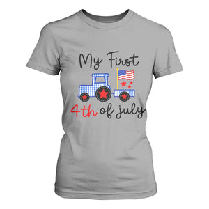 My First 4th of July Patriotic Tractor Cute T Shirt For Women American Flag Infant Independence Holiday Milestone