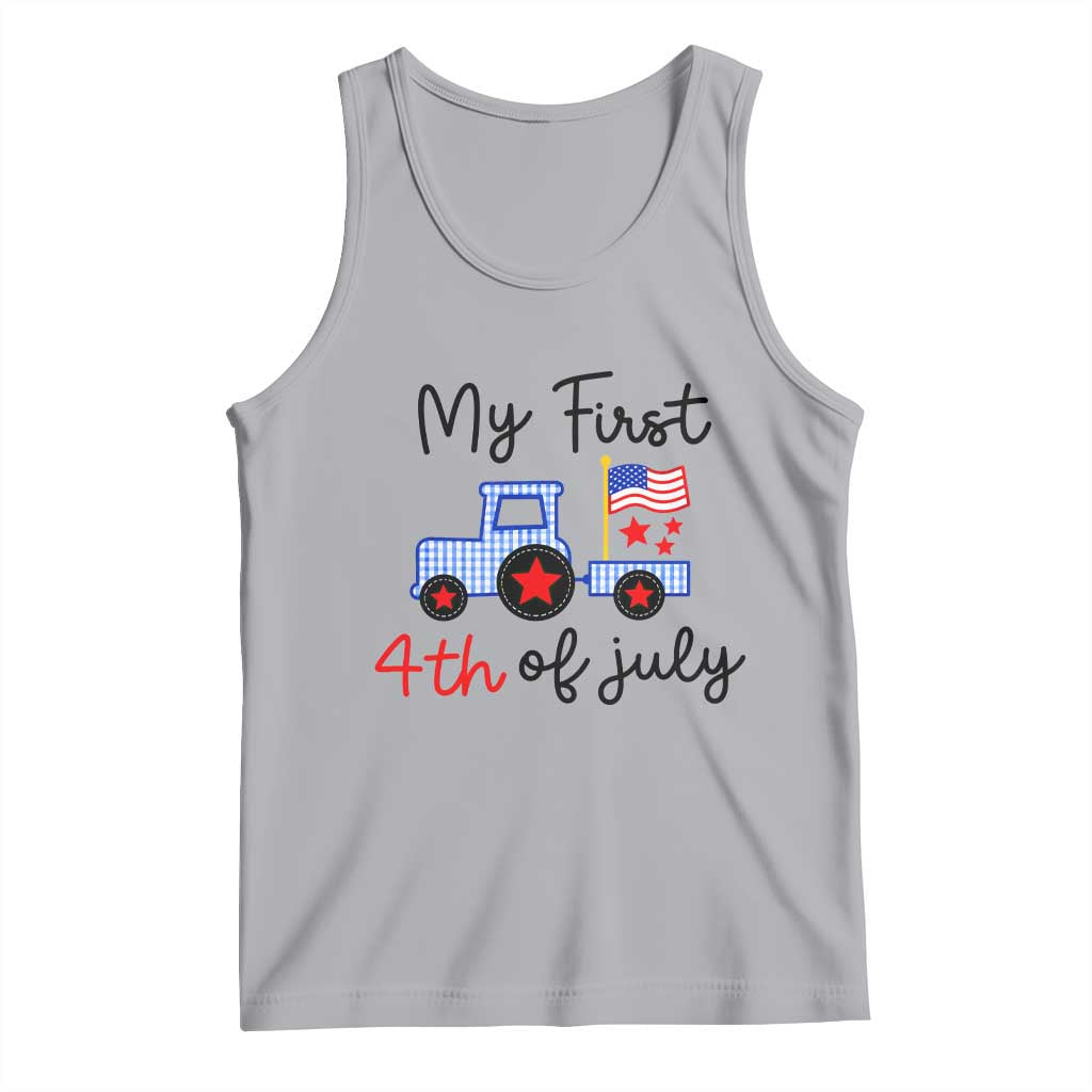 My First 4th of July Patriotic Tractor Cute Tank Top American Flag Infant Independence Holiday Milestone