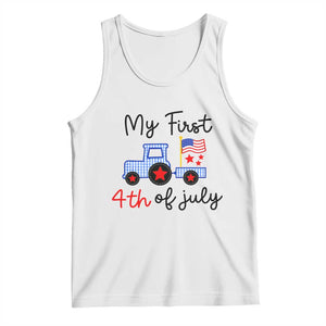 My First 4th of July Patriotic Tractor Cute Tank Top American Flag Infant Independence Holiday Milestone