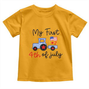 My First 4th of July Patriotic Tractor Cute Toddler T Shirt American Flag Infant Independence Holiday Milestone