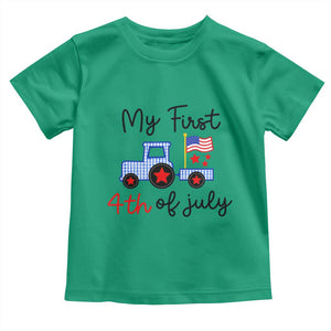 My First 4th of July Patriotic Tractor Cute Toddler T Shirt American Flag Infant Independence Holiday Milestone
