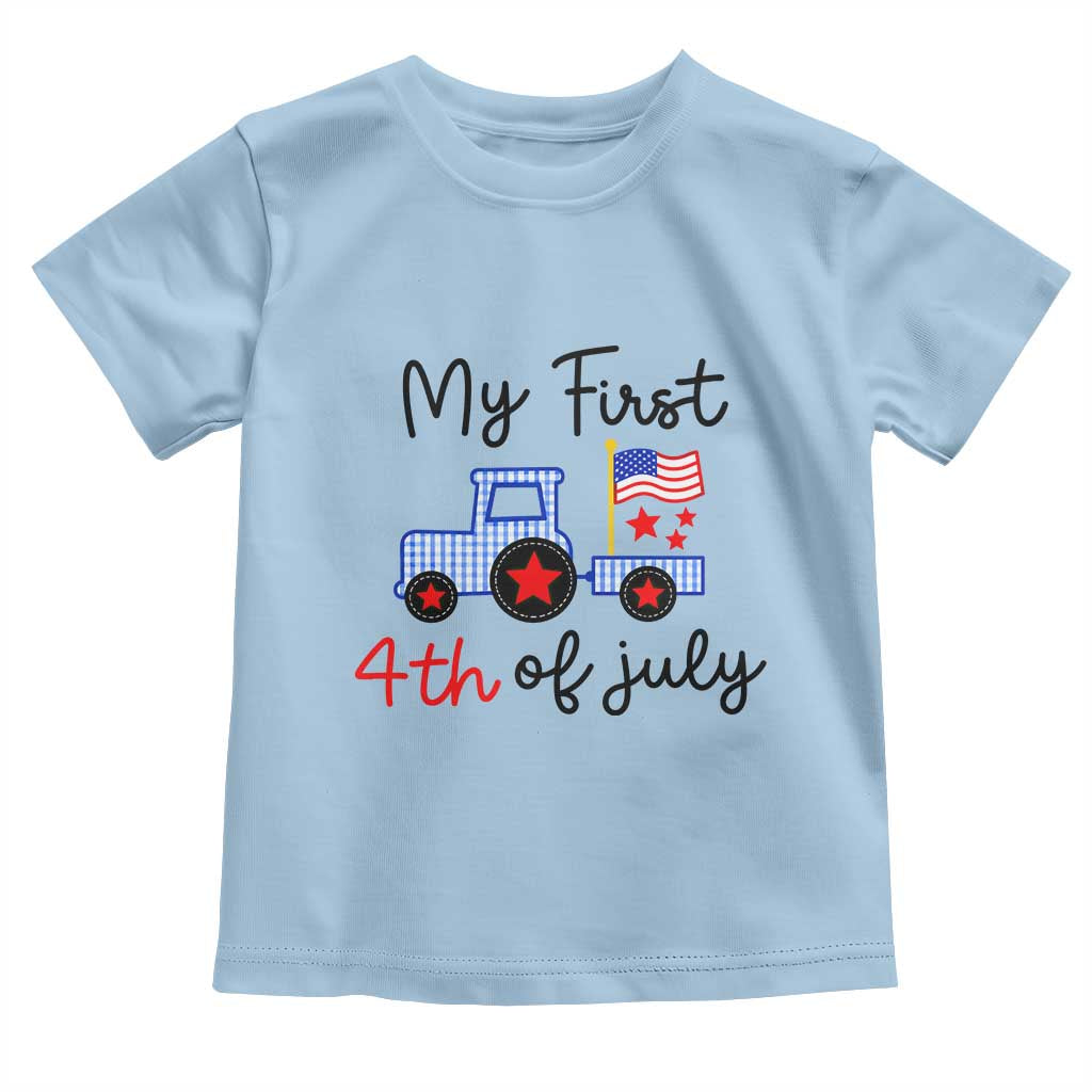 My First 4th of July Patriotic Tractor Cute Toddler T Shirt American Flag Infant Independence Holiday Milestone