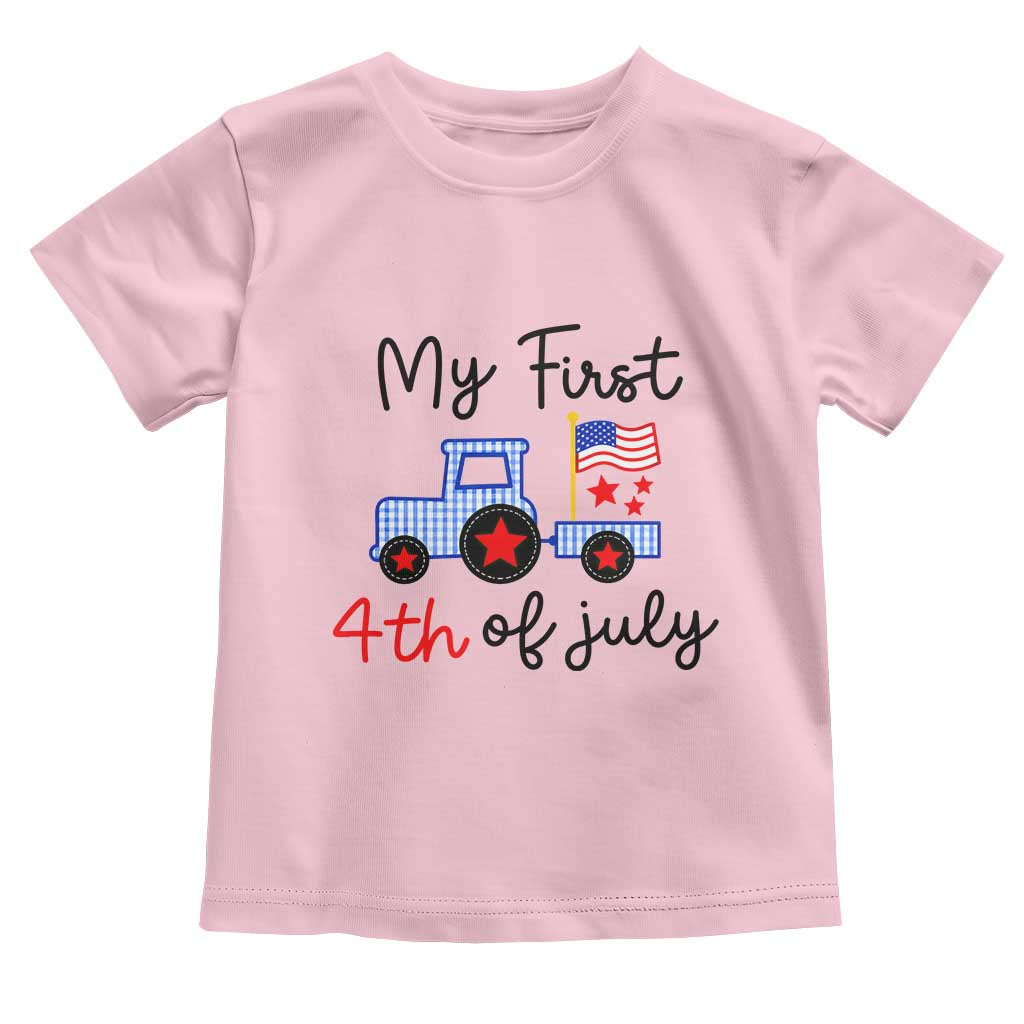 My First 4th of July Patriotic Tractor Cute Toddler T Shirt American Flag Infant Independence Holiday Milestone