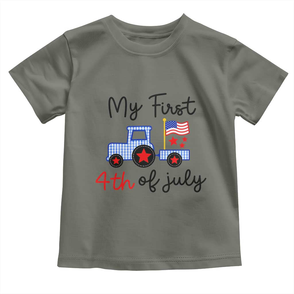 My First 4th of July Patriotic Tractor Cute Toddler T Shirt American Flag Infant Independence Holiday Milestone