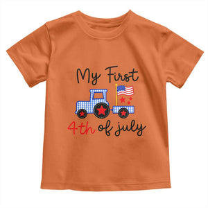 My First 4th of July Patriotic Tractor Cute Toddler T Shirt American Flag Infant Independence Holiday Milestone