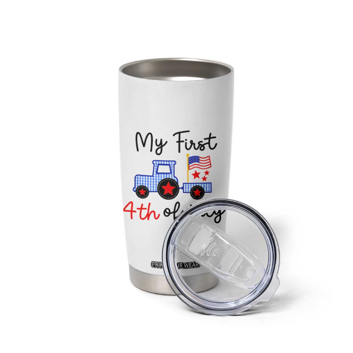 My First 4th of July Patriotic Tractor Cute Tumbler Cup American Flag Infant Independence Holiday Milestone