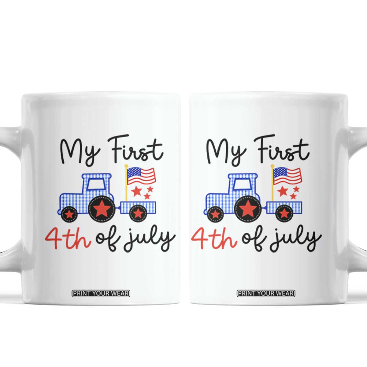 My First 4th of July Patriotic Tractor Cute Coffee Mug American Flag Infant Independence Holiday Milestone
