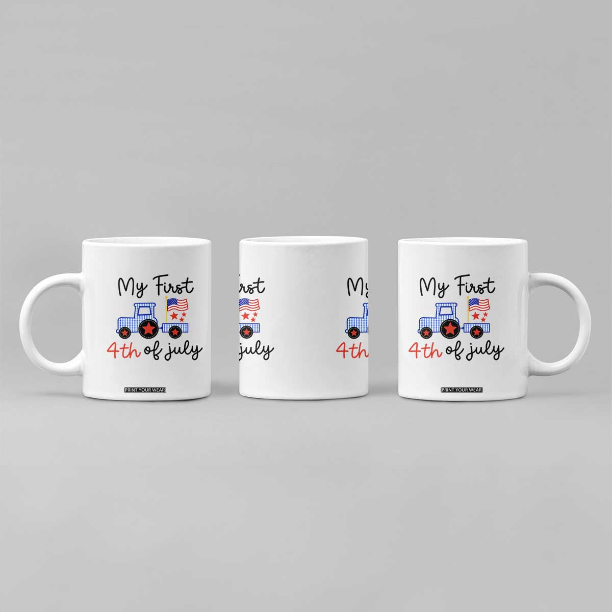 My First 4th of July Patriotic Tractor Cute Coffee Mug American Flag Infant Independence Holiday Milestone