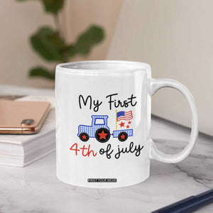 My First 4th of July Patriotic Tractor Cute Coffee Mug American Flag Infant Independence Holiday Milestone