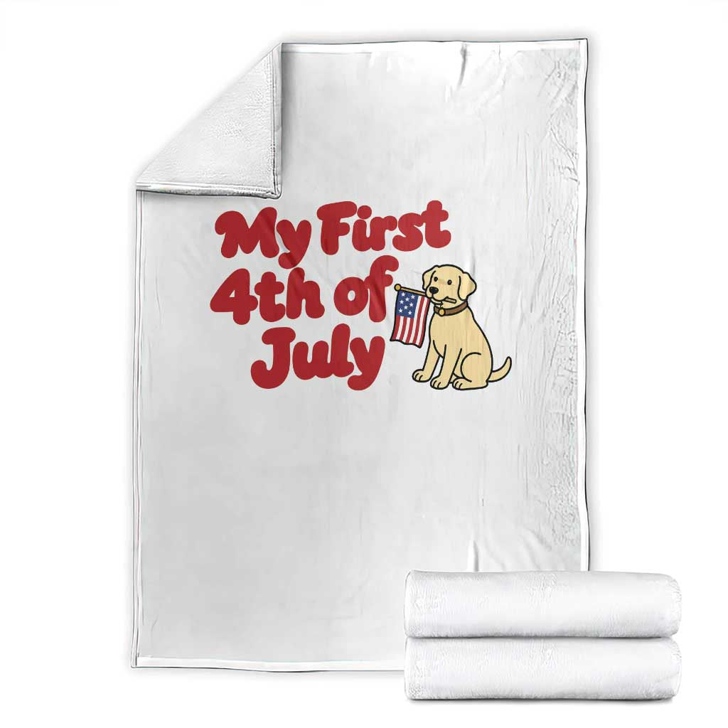 My First 4th of July Cute Golden Retriever Puppy Dog Throw Blanket American Flag Independence Holiday Milestone