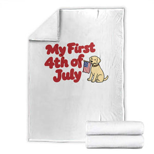 My First 4th of July Cute Golden Retriever Puppy Dog Throw Blanket American Flag Independence Holiday Milestone