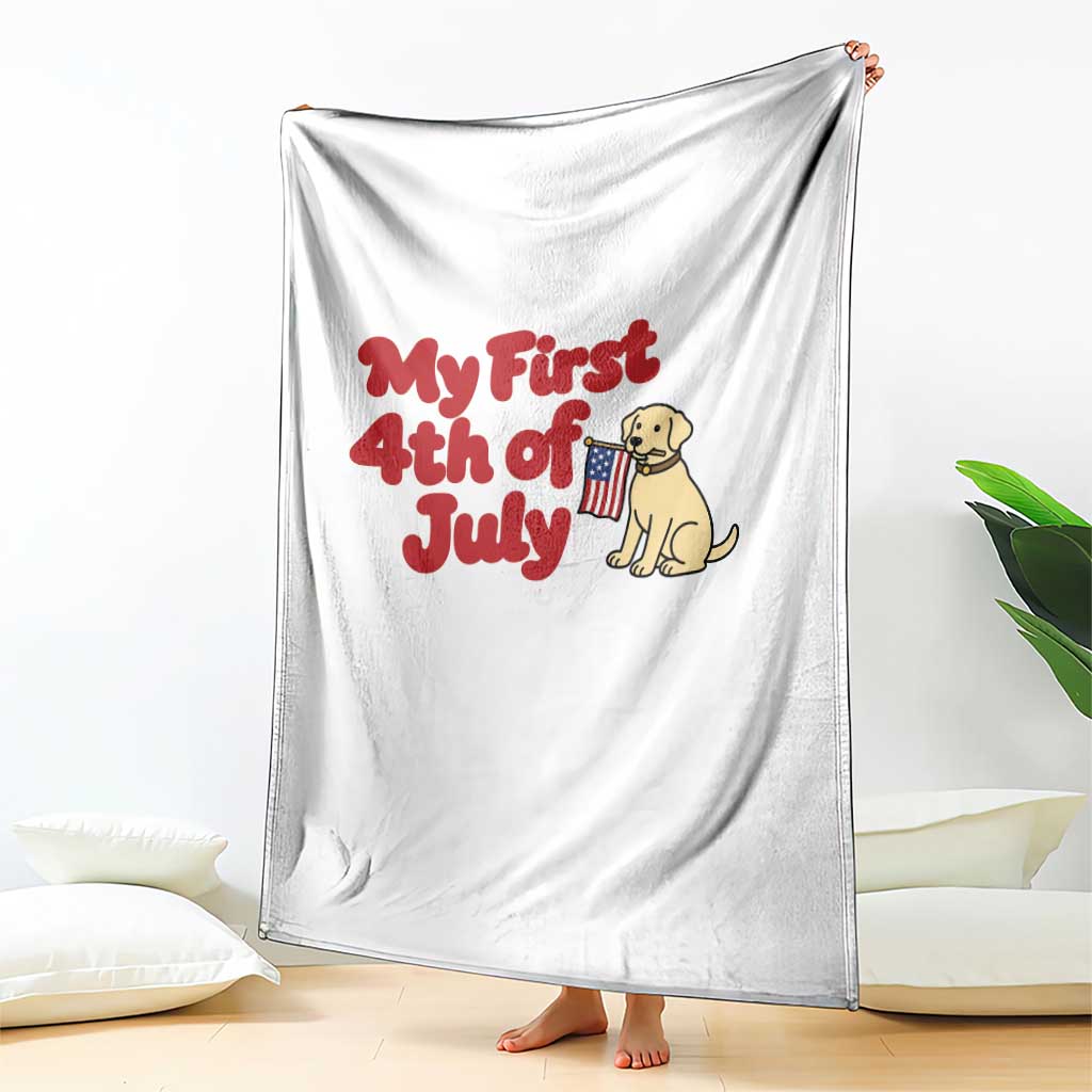 My First 4th of July Cute Golden Retriever Puppy Dog Throw Blanket American Flag Independence Holiday Milestone